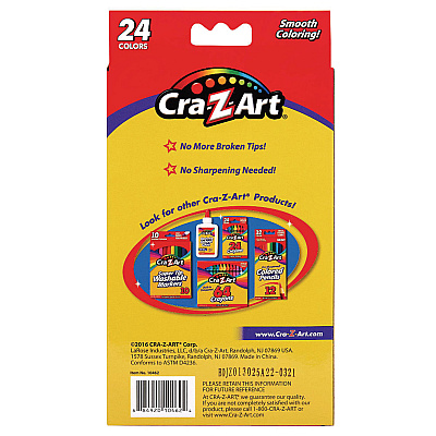 Cra-Z-Art Twist Up Colored Pencils, 24 Assorted Lead Colors, Clear Barrel, 24/Set (CZA1046224)