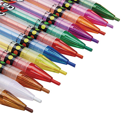 Cra-Z-Art Twist Up Colored Pencils, 24 Assorted Lead Colors, Clear Barrel, 24/Set (CZA1046224)
