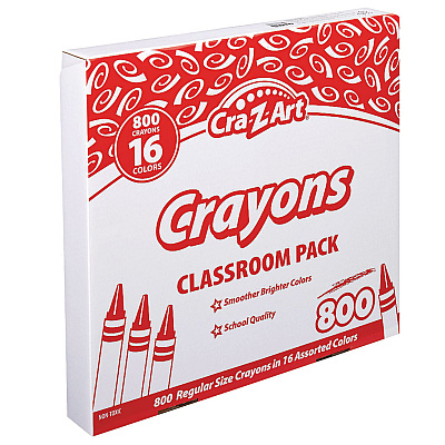 Cra-Z-Art Crayons, 16 Assorted Colors, 800/Pack (CZA74004)