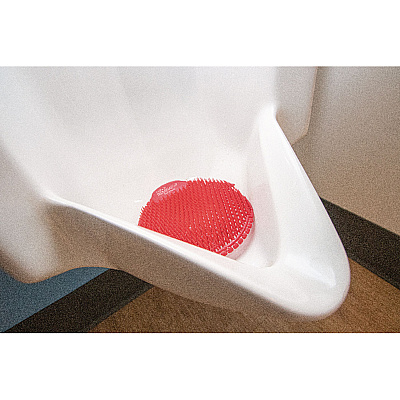 Fresh Products Slant7 with Terminator Urinal Screen, Evergreen Scent, Red, 30/Carton (FRSS7TCT)