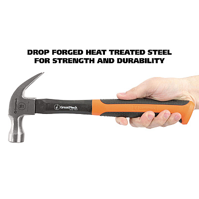 Great Neck 16 oz Claw Hammer with High-Visibility Orange Fiberglass Handle (GNSHG16C)