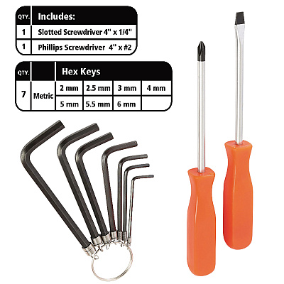 Great Neck 16-Piece Light-Duty Office Tool Kit, Metal Box, Red (GNSCTB9)