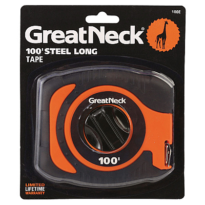 Great Neck English Rule Measuring Tape, 0.38" x 100 ft, Steel, Yellow (GNS100E)
