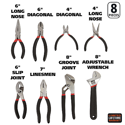Great Neck 8-Piece Steel Pliers and Wrench Tool Set (GNS87900)