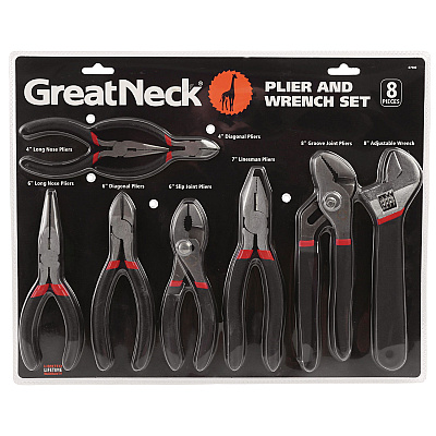 Great Neck 8-Piece Steel Pliers and Wrench Tool Set (GNS87900)