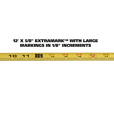 Great Neck ExtraMark Power Tape, 0.63" x 12 ft, Steel, Yellow/Black (GNS95007)
