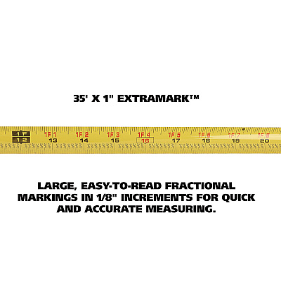 Great Neck ExtraMark Tape Measure, 1" x 35 ft, Steel, Orange/Black (GNS95010)