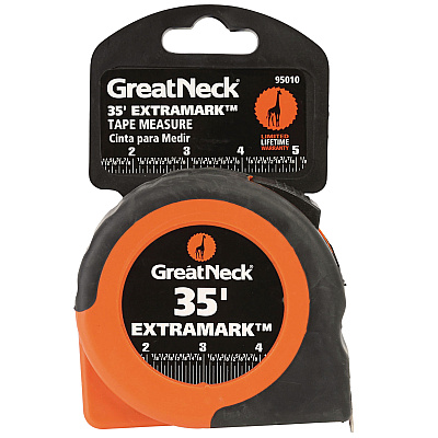 Great Neck ExtraMark Tape Measure, 1" x 35 ft, Steel, Orange/Black (GNS95010)