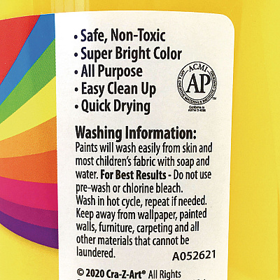 Cra-Z-Art Washable Tempera Paint, Yellow, 32 oz Bottle (CZA760096)