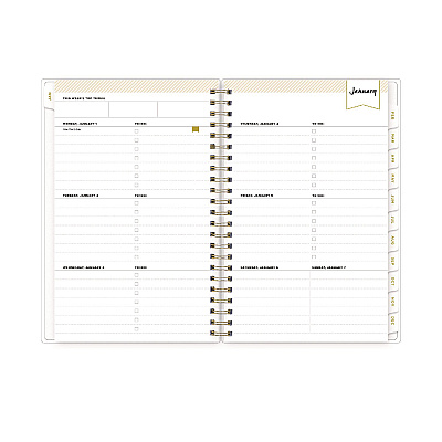 Blue Sky Day Designer Tile Weekly/Monthly Planner, Geometric Artwork, 8 x 5, Blue/White Cover, 12-Month (Jan to Dec): 2026 (101410)