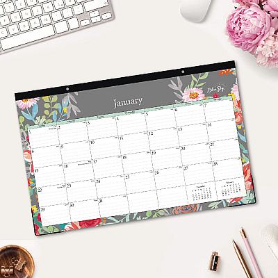 Blue Sky Sophie Desk Pad, Floral Artwork, 17 x 11, Multicolor Sheets, Black Binding, Clear Corners, 12-Month (Jan to Dec): 2026 (140089)