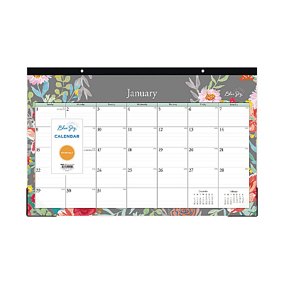 Blue Sky Sophie Desk Pad, Floral Artwork, 17 x 11, Multicolor Sheets, Black Binding, Clear Corners, 12-Month (Jan to Dec): 2026 (140089)