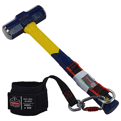 ergodyne Squids 3122 Pull-On Wrist Tool Lanyard with Carabiner Anchor, 5 lb Max Working Capacity, 7" Long, Black (EGO19084)