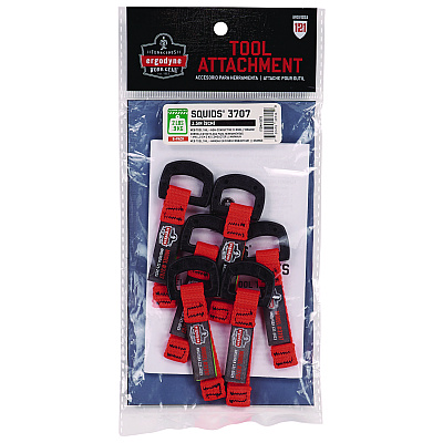 ergodyne Squids 3707 Web Tool Tether Attachment w/ Non-Conductive D-Ring Tool Tails, 2 lb Max Working Capacity, 3.5", Orange, 6/Pack (EGO19711)