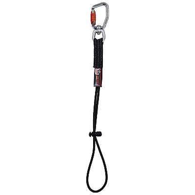 ergodyne Squids 3714 Elastic Tool Tail Lanyard w/Carabiner and Cinch Loop, 10 lb Max Working Capacity, 15" Long, Black, 3/Pack (EGO19766)