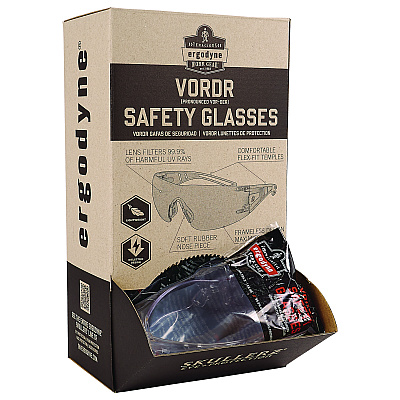 ergodyne Skullerz VORDR Safety Glasses, Frameless, Clear Polycarbonate Lens, 12/Pack (EGO58101)