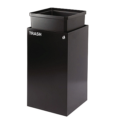 Alpine 29 Gallon Trash/Recycling Cans, Steel, Blue Mixed Recycling with Mixed Lid, Black Trash Can with Square Lid (ALH4450BLKKIT3)