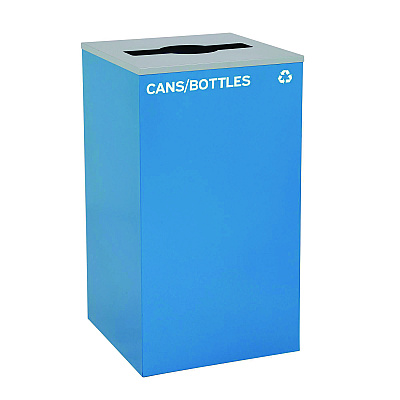 Alpine 29 Gallon Trash/Recycling Cans, Steel, Blue Cans/Bottles Recycling with Mixed Lid, Black Trash Can with Square Lid (ALH4450BLKKIT5)