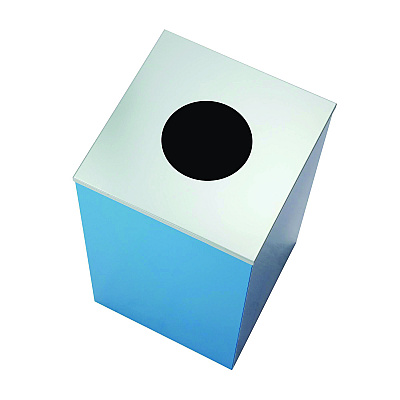 Alpine 29 Gallon Trash/Recycling Cans, Steel, Blue Recycling with Circle Lid, Black Trash Can with Square Lid (ALH4450BLKKIT6)