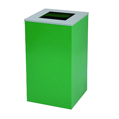 Alpine 29 Gallon Trash/Recycling Cans, Steel, Green Recycling Can with Square Lid, Black Trash Can with Square Lid (ALH4450BLKKIT8)