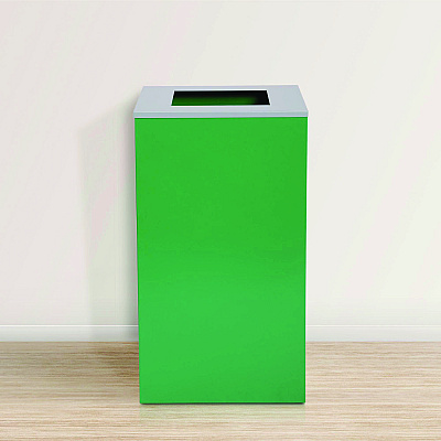 Alpine 29 Gallon Trash/Recycling Cans, Steel, Green Recycling Can with Square Lid, Black Trash Can with Square Lid (ALH4450BLKKIT8)