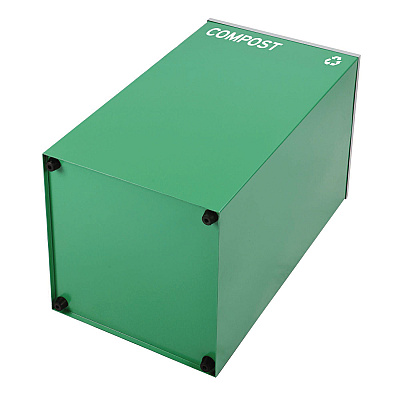Alpine 29 Gallon Trash/Recycling Cans, Steel, Green Compost Can with Square Lid, Black Trash Can with Square Lid (ALH4450BLKKIT9)