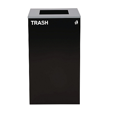 Alpine 29 Gallon Trash/Recycling Cans, Steel, Green Mixed Recycling Can with Square Lid, Black Trash Can with Square Lid (ALH4450BLKKIT10)