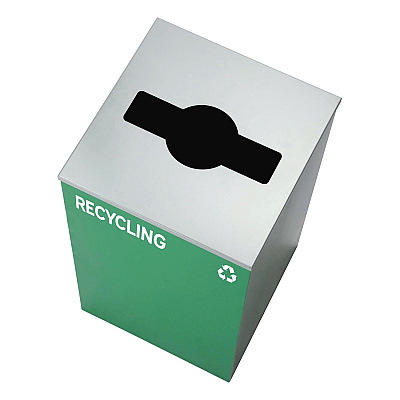 Alpine 29 Gallon Trash/Recycling Cans, Steel, Green Recycling Can with Mixed Lid, Black Trash Can with Square Lid (ALH4450BLKKIT12)