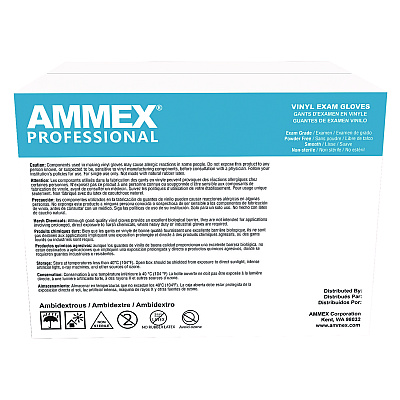 AMMEX Professional Vinyl Exam Gloves, Powder-Free, X-Large, Clear, 100/Box (AXCVPF68100BX)