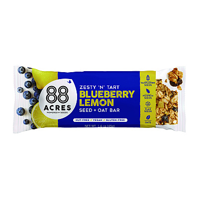 88 ACRES Warm 'N Chewey Gluten-Free Blueberry/Lemon Seed and Oat Bar, 1.6 oz Bar, 9/Box (AABACY00592)