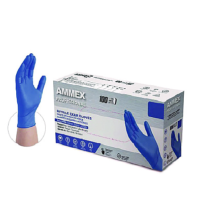 AMMEX Professional Nitrile Exam Gloves, Powder-Free, Medium, Blue, 100/Box (AXCACNPF44100BX)