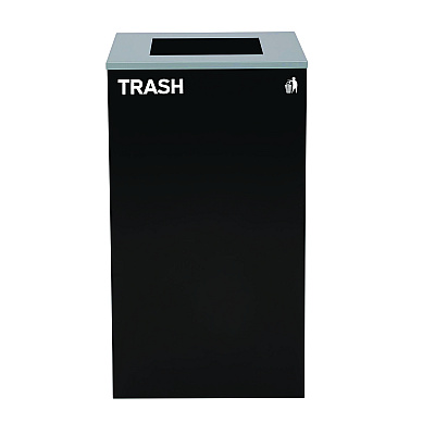 Alpine 29 Gallon Trash/Recycling Cans, Steel, Blue Recycling Can, Green Recycling Can, Black Trash Can with Square Lids (ALH4450BLKKIT17)