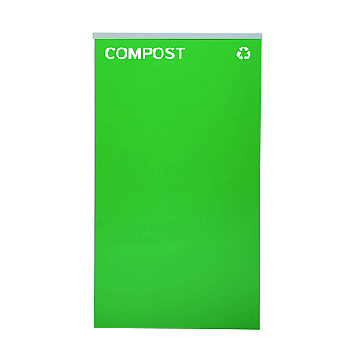Alpine 29 Gallon Trash/Recycling Cans, Steel, Blue Cans/Bottles Recycling Can w/Mixed Lid, Green Compost and Black Trash w/Sq Lid (ALH4450BLKKIT20)