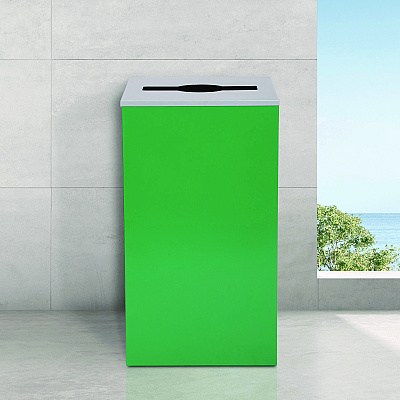 Alpine 29 Gallon Trash/Recycling Cans, Steel, Green Can with Mixed Lid (ALH4450KITGRNM)