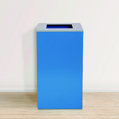 Alpine 29 Gallon Trash/Recycling Cans, Steel, Blue Can with Square Lid (ALH4450KITBLUS)