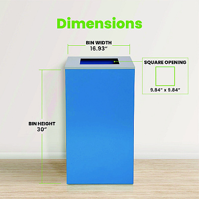 Alpine 29 Gallon Trash/Recycling Cans, Steel, Blue Can with Square Lid (ALH4450KITBLUS)