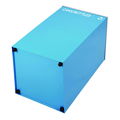 Alpine 29 Gallon Trash/Recycling Cans, Steel, Blue Cans/Bottles Recycling Can with Mixed Lid (ALH4450KITBLUMC)