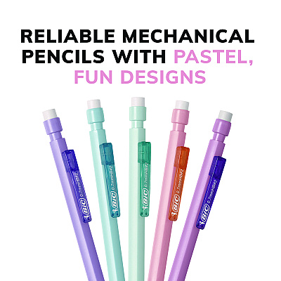 BIC Xtra-Smooth Pastel Edition Mechanical Pencils, 0.7 mm, HB (#2), Black Lead, Assorted Barrel Colors, 24/Pack (BICMPNP24BLK)