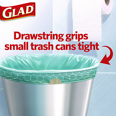 Glad Small Kitchen Drawstring Trash Bags, 4 gal, Beachside Breeze Scent, 0.5 mil, 18" x 17", Blue, 80/Box (CLO79155)