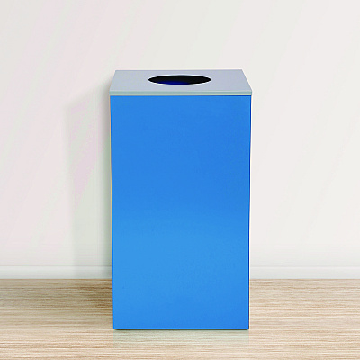 Alpine 29 Gallon Trash/Recycling Cans, Steel, Blue Can with Circle Lid (ALH4450KITBLUC)
