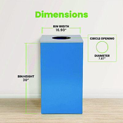 Alpine 29 Gallon Trash/Recycling Cans, Steel, Blue Can with Circle Lid (ALH4450KITBLUC)