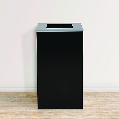 Alpine 29 Gallon Trash/Recycling Cans, Steel, Black Can with Square Lid (ALH4450KITBLKS)