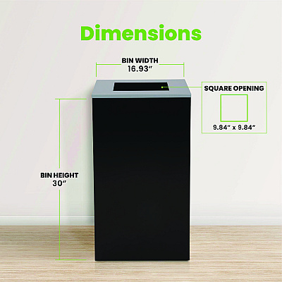 Alpine 29 Gallon Trash/Recycling Cans, Steel, Black Can with Square Lid (ALH4450KITBLKS)