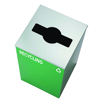 Alpine 29 Gallon Trash/Recycling Cans, Steel, Blue Recycling Can and Black Trash Can w/Sq Lid, Green Recycling Can with Mixed Lid (ALH4450BLKKIT21)