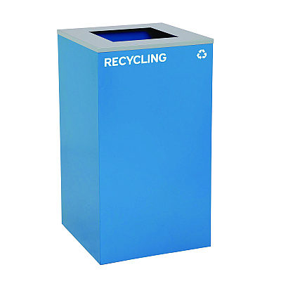 Alpine 29 Gallon Trash/Recycling Cans, Steel, Blue Recycling and Black Trash Cans w/Square Lid, Green Mixed Recycling Can Mixed Lid (ALH4450BLKKIT22)