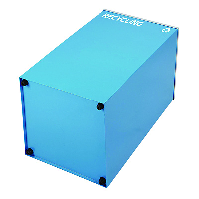 Alpine 29 Gallon Trash/Recycling Cans, Steel, Blue Recycling Can w/Mixed Lid, Green Recycling Can and Black Trash Can with Sq Lid (ALH4450BLKKIT26)