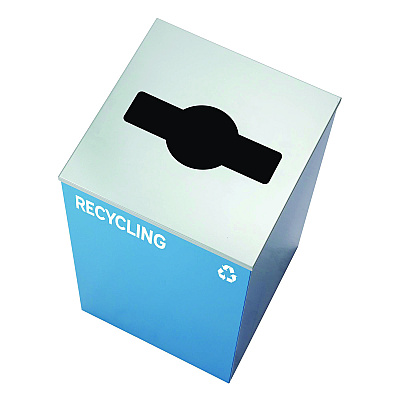 Alpine 29 Gallon Trash/Recycling Cans, Steel, Blue Recycling Can w/Mixed Lid, Green Recycling Can and Black Trash Can with Sq Lid (ALH4450BLKKIT26)