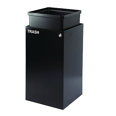 Alpine 29 Gallon Trash/Recycling Cans, Steel, Blue Recycling Can and Green Recycling Can w/Mixed Lids, Black Trash Can w/Square Lid (ALH4450BLKKIT30)