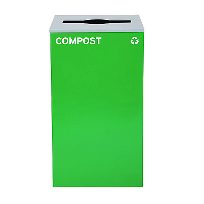 Alpine 29 Gallon Trash/Recycling Cans, Steel, Blue Cans/Bottles Recycling and Green Compost Can w/Mixed Lid, Black Trash Can Sq Lid (ALH4450BLKKIT29)