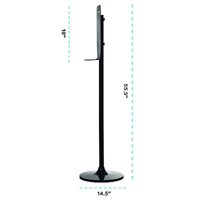 Alpine Stainless Steel Universal Sanitizer and Soap Dispenser Stand, 14.5" dia x 55.5" h, Black (ALH430STANDBLK)